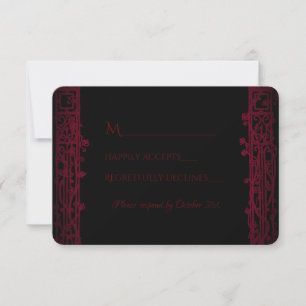 Gothic Arch Trellis en Skulls Wedding RSVP Kaartje