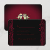 Gothic Arch Trellis en Skulls Wedding RSVP Kaartje (Voorkant / Achterkant)