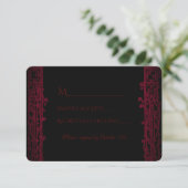 Gothic Arch Trellis en Skulls Wedding RSVP Kaartje (Staand voorkant)