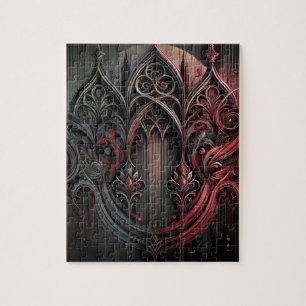 Gothic Arched Art Puzzel – ingewikkeld zwart en ro