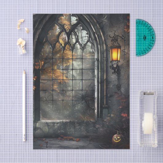 Gothic Arched Window by lamplight Decoupage Tissuepapier (Craft)
