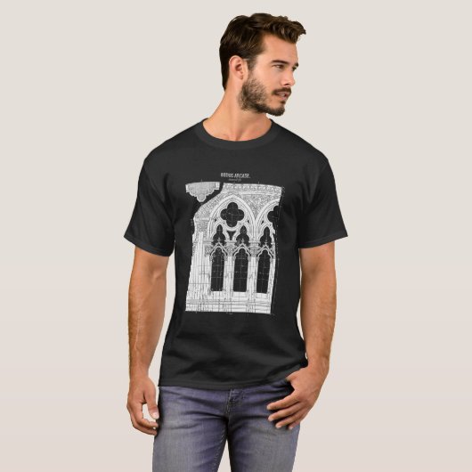 Gothic Architecture Schematics Cathedral Windows T-shirt (Voorkant volledig)