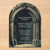 Gothic Archway Halloween Party Acryl Uitnodigingen (Voorkant)