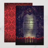 Gothic Archway met Red Candles Wedding Kaart (Voorkant / Achterkant)