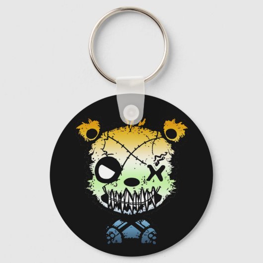 Gothic AroAce Agender Pride Vlaggekleurd Beer Sleutelhanger (Achterkant)