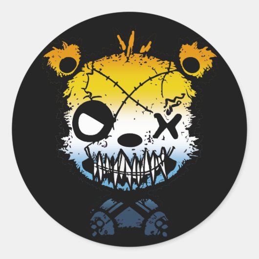 Gothic AroAce Pride Vlaggekleurd Beer Ronde Sticker (Voorkant)