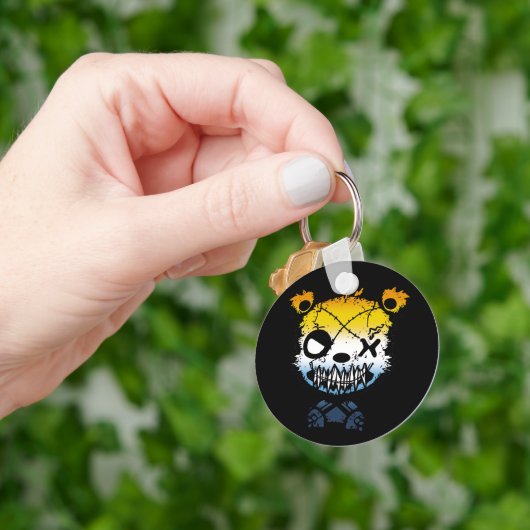 Gothic AroAce Pride Vlaggekleurd Beer Sleutelhanger (Hand)