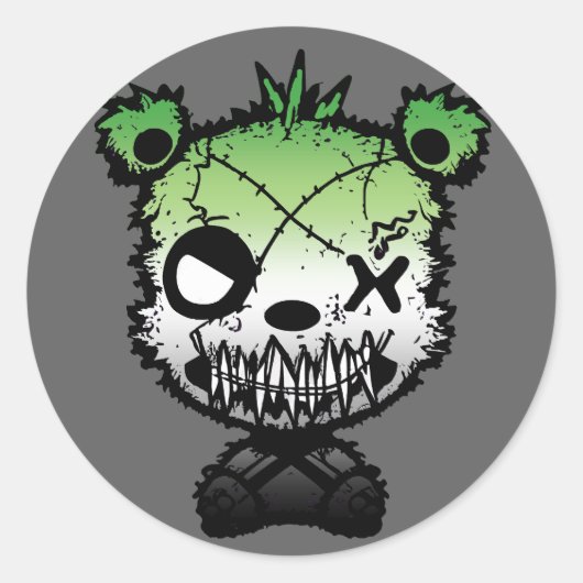 Gothic Aromantische Pride Flag gekleurd Beer Ronde Sticker (Voorkant)