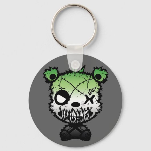 Gothic Aromantische Pride Flag gekleurd Beer Sleutelhanger (Voorkant)