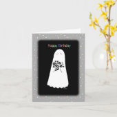 Gothic Art Creepy Cute Kawaii Ghost Happy Birthday Kaart (Gele Bloem)