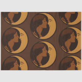 Gothic Art Deco Girl and Crescent Moon Decoupage Tissuepapier