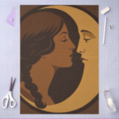 Gothic Art Deco Girl and Crescent Moon Decoupage Tissuepapier (Craft)