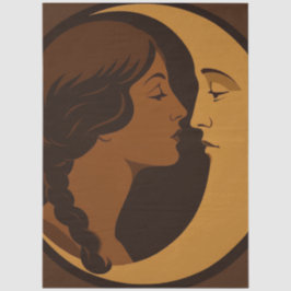 Gothic Art Deco Girl and Crescent Moon Decoupage Tissuepapier