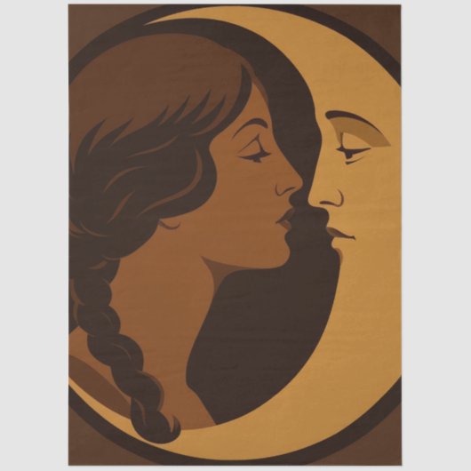 Gothic Art Deco Girl and Crescent Moon Decoupage Tissuepapier (Voorkant)