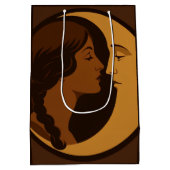 Gothic Art Deco Girl and Crescent Moon  Medium Cadeauzakje (Achterkant)