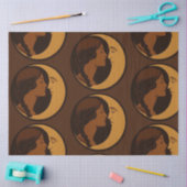 Gothic Art Deco Meisje en Halve Maan Decoupage Tissuepapier (Craft)