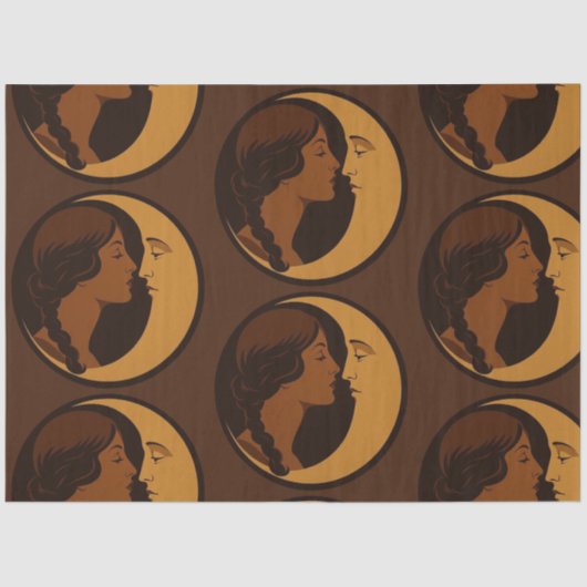 Gothic Art Deco Meisje en Halve Maan Decoupage Tissuepapier (Voorkant)