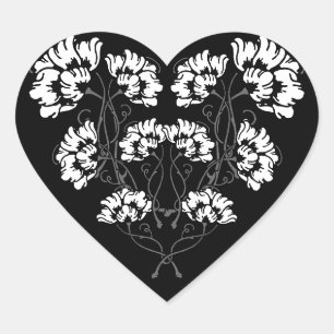 Gothic Art Nouveau Flower Heart Hart Sticker