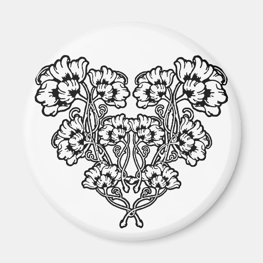 Gothic Art Nouveau Flower Heart Magnet (Voorkant)