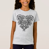 Gothic Art Nouveau Flower Heart T-Shirt (Voorkant)