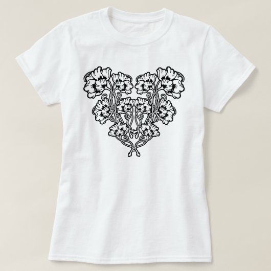 Gothic Art Nouveau Flower Heart T-shirt (Design voorkant)
