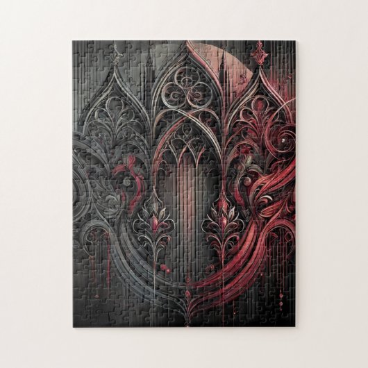 Gothic Art Puzzel – ingewikkeld rood en zwart ontw (Verticaal)
