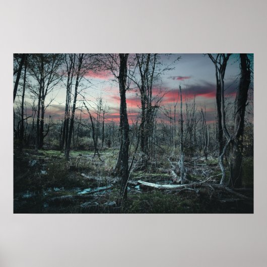 Gothic Art sombere moerasbos Poster (Voorkant)