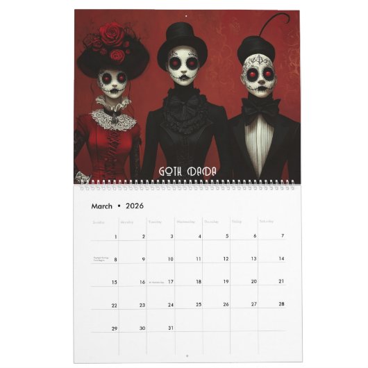 Gothic Art Styles Calendar Kalender (Mar 2026)