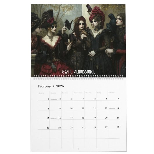 Gothic Art Styles Calendar Kalender (Feb 2026)