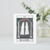 Gothic Art Tarot Lovers Cute Ghost koppel Grafisch Briefkaart (Staand voorkant)