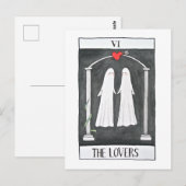 Gothic Art Tarot Lovers Cute Ghost koppel Grafisch Briefkaart (Voorkant / Achterkant)