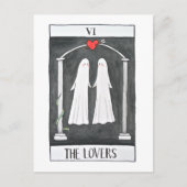 Gothic Art Tarot Lovers Cute Ghost koppel Grafisch Briefkaart (Voorkant)