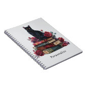 Gothic Art Zwarte Kat Antiek Boeken Crimson Rozen Notitieboek (Rechterzijde)