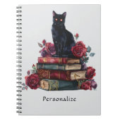 Gothic Art Zwarte Kat Antiek Boeken Crimson Rozen Notitieboek (Voorkant)