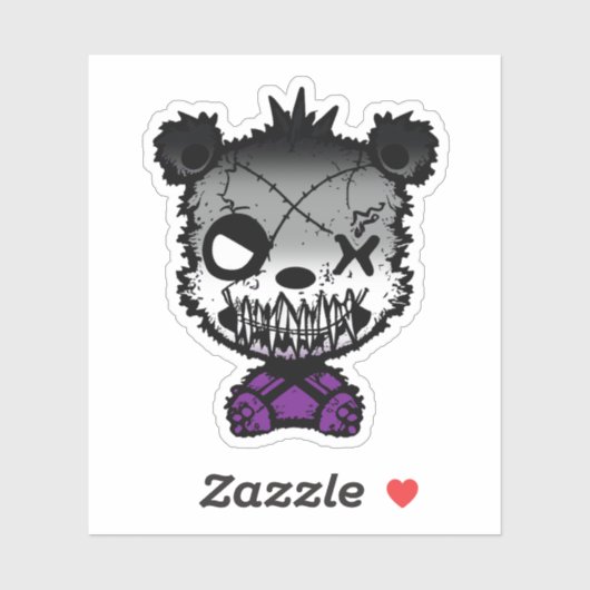 Gothic Asexual Pride Flag gekleurd Beer Sticker (Vel)