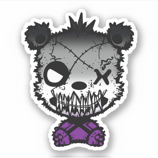 Gothic Asexual Pride Flag gekleurd Beer Sticker (Voorkant)