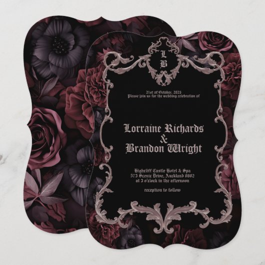 Gothic Aurelian Nightfall Wedding Invitation Kaart (Voorkant / Achterkant)