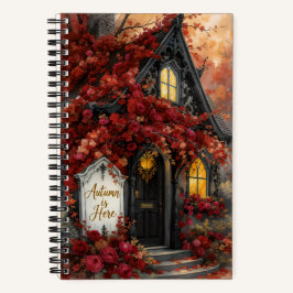 Gothic Autumn Cottage Rozen Typografie Kunst Notitieboek