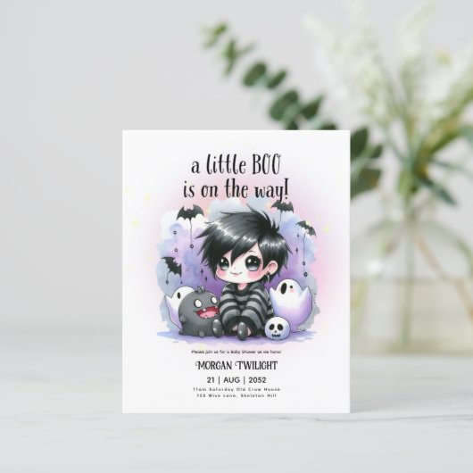 Gothic Baby Boy Ghost Little Boo op de weg (Staand voorkant)