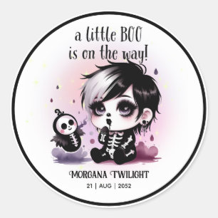 Gothic Baby Boy Ghost Little Boo op de weg Ronde Sticker