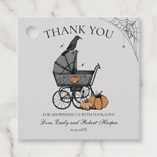 Gothic Baby Carriage Baby shower Bedankt Bedankjes Labels (Voorkant)