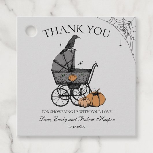 Gothic Baby Carriage Baby shower Bedankt Bedankjes Labels (Voorkant)