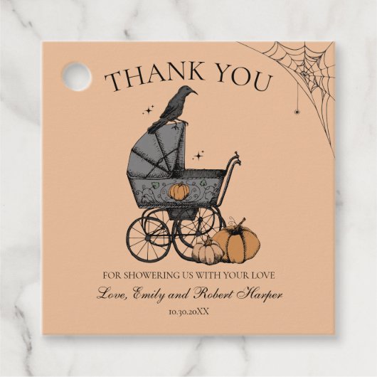 Gothic Baby Carriage Baby shower Bedankt Bedankjes Labels (Voorkant)
