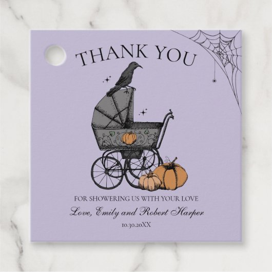 Gothic Baby Carriage Baby shower Bedankt Bedankjes Labels (Voorkant)