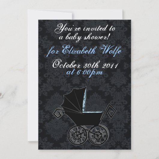 "Gothic Baby Carriage- Boy" Invitation Kaart (Voorkant)