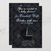 "Gothic Baby Carriage- Boy" Invitation Kaart (Voorkant / Achterkant)