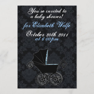 "Gothic Baby Carriage- Boy" Invitation Kaart
