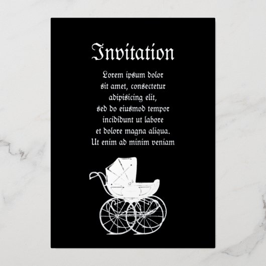 Gothic Baby Carriage Folie Uitnodiging (Voorkant)