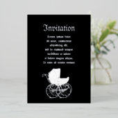 Gothic Baby Carriage Folie Uitnodiging (Staand Voorkant)