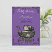 Gothic Baby Carriage Girl Baby shower Kaart (Staand voorkant)